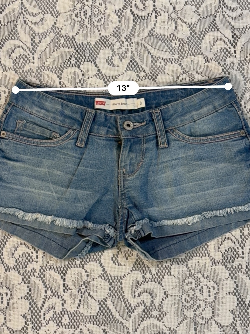 Levi's Shorty Short Low Rise Cutoff Cuffed Hem Denim Shorts - Picture 3 of 5